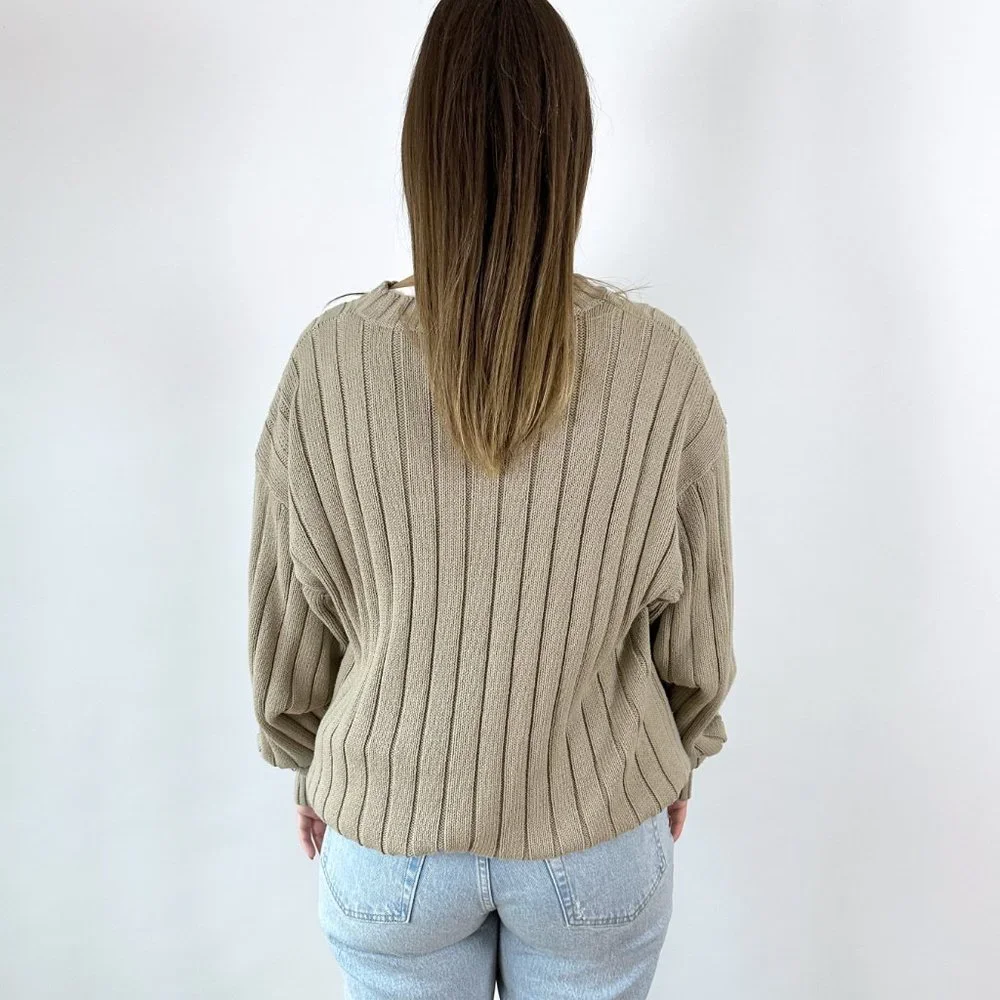 Vintage Neutral Oversized Chunky Knit Sweater - Picture 6 of 6